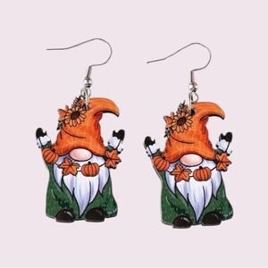 Harvest Gnome Wooden Dangle Earrings​
